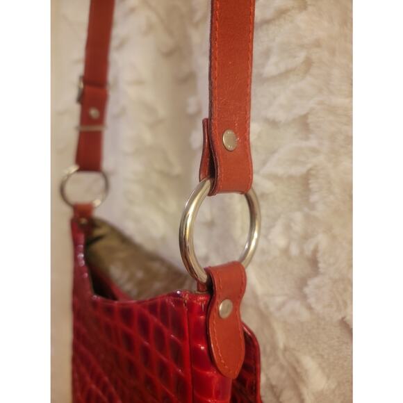 Original THE TREND Red Crocodile Print Cross Body Bag - Picture 4 of 13